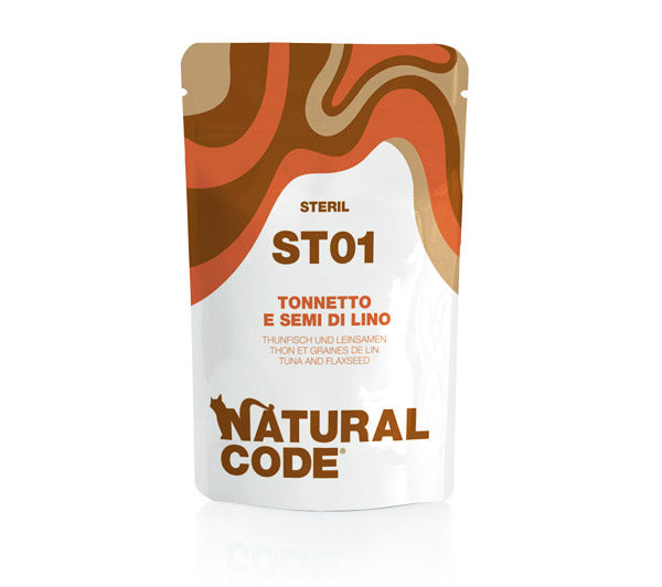 Natural Code ST01 Tonnetto e Semi di Lino per Gatti Sterilizzati 70gr Natural Code ST01 Tonnetto e Semi di Lino per Gatti Sterilizzati 70gr